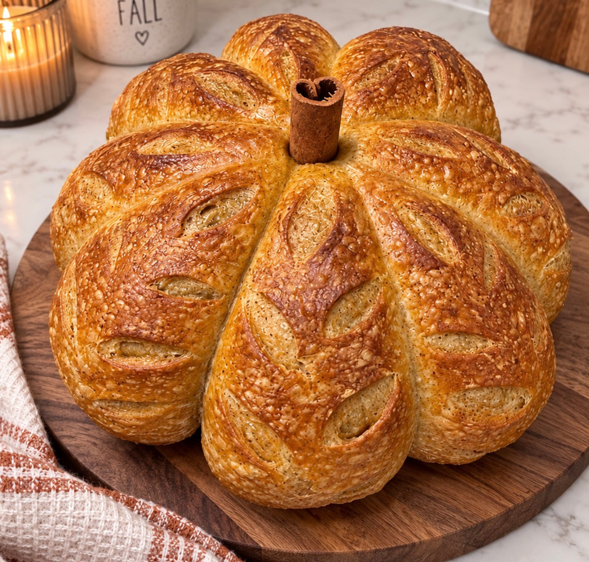 Pumpkin Shaped Sourdough Loaf